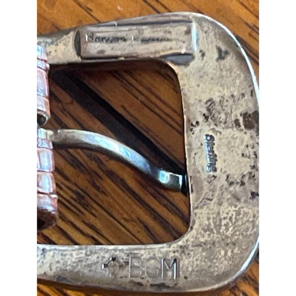 B.G. MUDD sterling silver multi stone inlaid 3 piece buckle Lizard belt size 36 main image 4